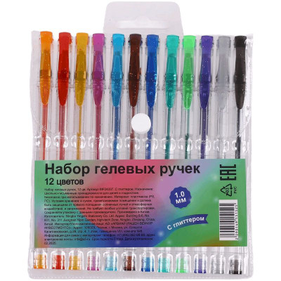 Изображение товара Набор ручек гелевых с глиттером, 12шт