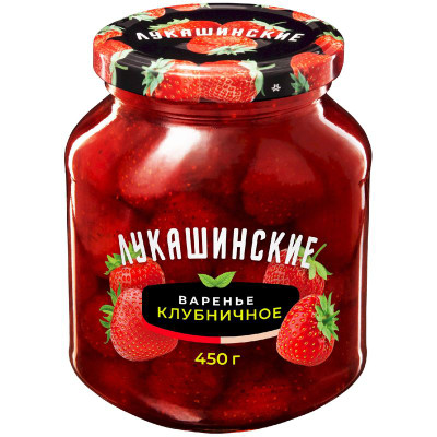 Изображение товара Варенье Лукашинские Домашнее клубничное, 450г