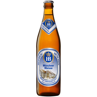 Изображение товара Пиво Hofbrau Мюнхнер Вайс светлое пастеризованное нефильтрованное неосветлённое 5.1%, 500мл