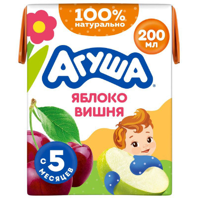 Изображение товара Сок Агуша Яблоко-вишня с 5 месяцев, 200мл