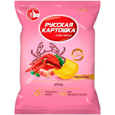 Изображение товара Чипсы Русская картошка картофельные со вкусом краба, 190г