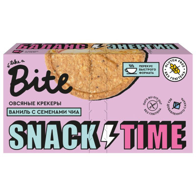 Изображение товара Крекеры Take a Bite овсяные ваниль с семенами чиа, 125г
