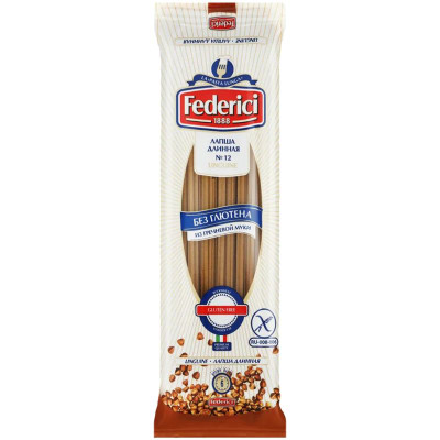 Изображение товара Лапша Federici №12 Linguine из гречневой муки без глютена, 250г