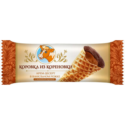Изображение товара Крем-десерт Коровка Из Кореновки Рожок вафельный с варёной сгущёнкой 25%, 40г