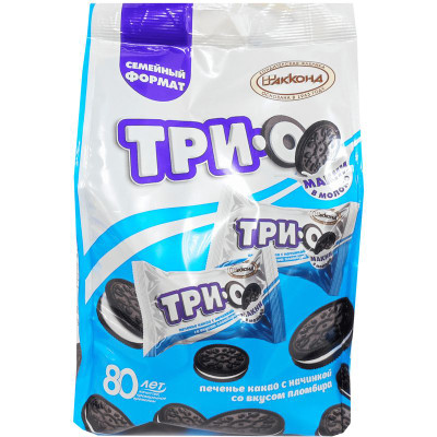 Изображение товара Печенье Акконд Трио какао с начинкой со вкусом пломбира, 280г