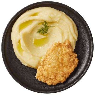 Изображение товара Шницель куриный в яйце с картофельным пюре Перекрёсток Select, 210г