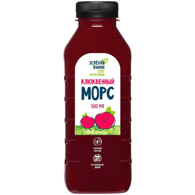 Изображение товара Морс клюквенный Зелёная Линия, 500мл