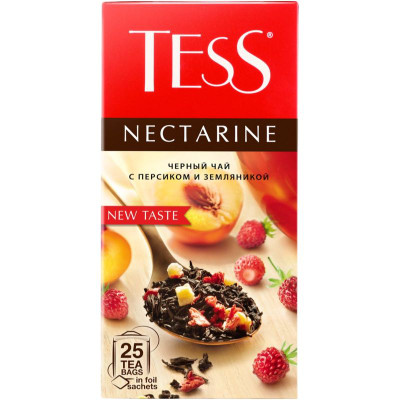 Изображение товара Чай Tess с персиком и земляникой чёрный, 25х1.5г