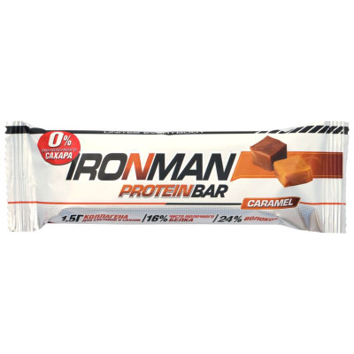 Изображение товара Батончик Ironman Protein Bar Карамель глазированный без сахар, 50г