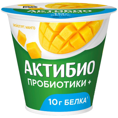 Изображение товара Биойогурт Актибио обогащенный бифидобактериями B.Lactis с манго 3%, 220г