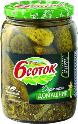 Изображение товара Огурцы 6 соток Домашние маринованные, 680г