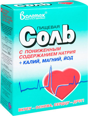 Изображение товара Соль Валетек пищевая с пониженным содержанием натрия-калий-магний-йод, 350г