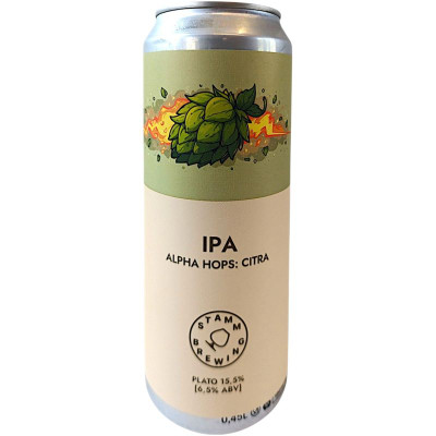 Изображение товара Пиво Stamm Brewing Alpha Hops Citra светлое 6.5%, 450мл
