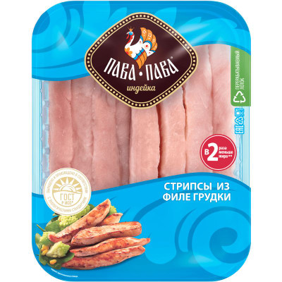 Изображение товара Стрипсы из мяса индейки Пава-Пава охлаждённые, 450г