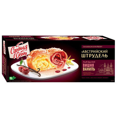 Изображение товара Пирог Сдобная Особа Австрийский штрудель вишня-ваниль, 400г