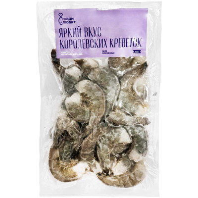 Изображение товара Креветки Королевские Ваннамей без головы в панцире мороженые 16/20 Люди Любят, 500г