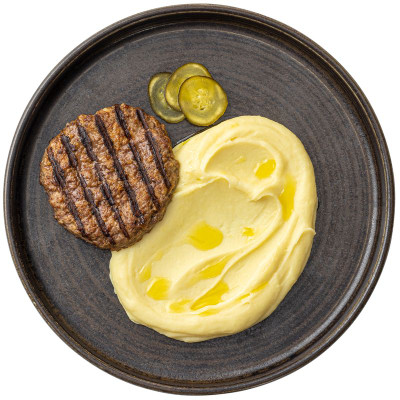 Изображение товара Бифштекс из говядины с картофельным пюре, Перекрёсток Select, 250г