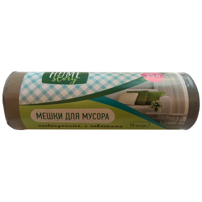 Изображение товара Мешки для мусора особопрочные с завязками 15шт Home Story, 35л