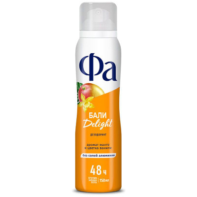 Изображение товара Аэрозоль дезодорант Фа Ритмы острова Бали Delight аромат манго и цветка ванили 48 ч, 150мл