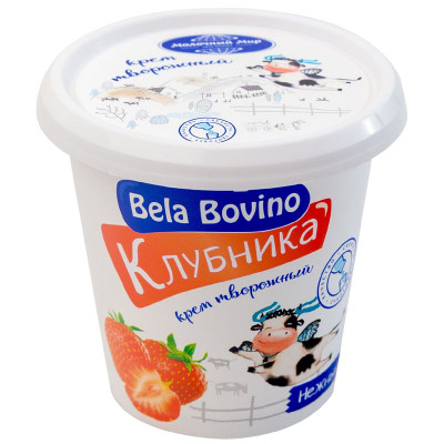 Изображение товара Крем взбитый Bela Bovino с клубникой творожный 3%, 110г