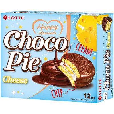 Изображение товара Печенье Lotte Choco Pie прослоенное глазированное со вкусом сыра, 336г
