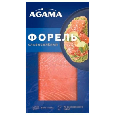 Изображение товара Форель Agama радужная слабосолёная филе-кусок с кожей, 180г
