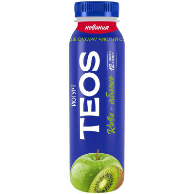 Изображение товара Йогурт питьевой Teos Актив Киви-Яблоко 1.8%, 260г