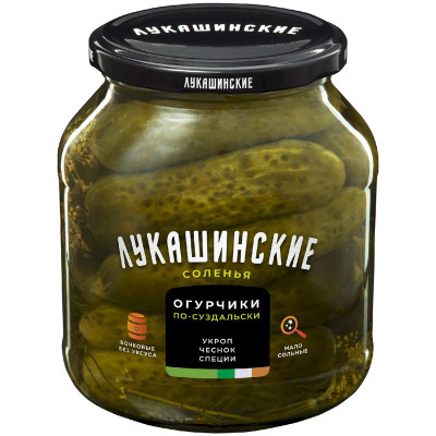 Изображение товара Огурчики Лукашинские По-Суздальски малосольные бочковые, 670г