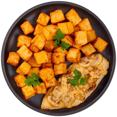 Изображение товара Филе куриное с грибами под сырной корочкой с картофелем Перекрёсток Select, 240г