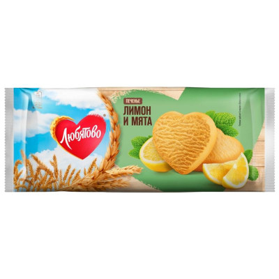 Изображение товара Печенье Любятово сдобное лимон и мята, 200г