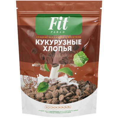 Изображение товара Хлопья Fit Parad кукурузные с шоколадом, 200г