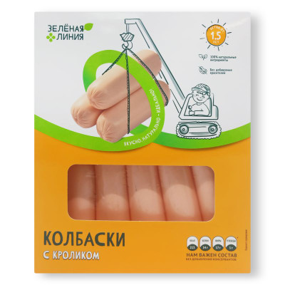 Изображение товара Колбаски с мясом кролика детские Зелёная Линия, 180г