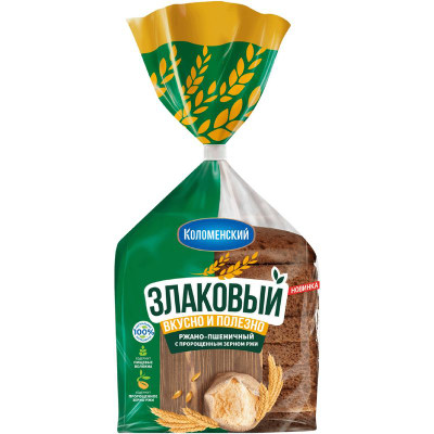 Изображение товара Хлеб Коломенский Злаковый ржано-пшеничный с пророщенным зерном ржи, 300г