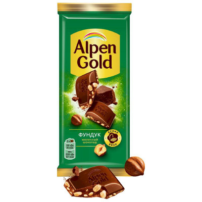 Изображение товара Шоколад Alpen Gold молочный с фундуком, 80г