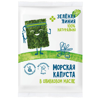 Изображение товара Капуста морская сушёная обжаренная в оливковом масле Зелёная Линия, 5г