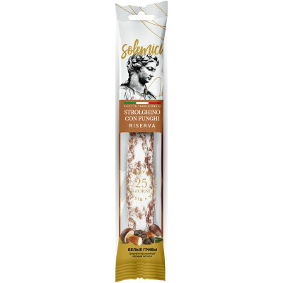 Изображение товара Колбаса Solemici Strolghino Con Funghi сыровяленая полусухая, 110г