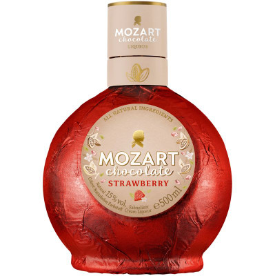 Изображение товара Ликёр Mozart Уайт Чоколат Крем Стробери 15%, 500мл