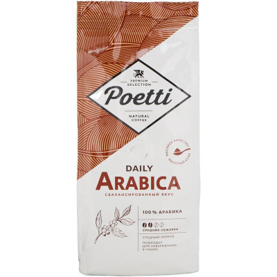 Изображение товара Кофе Poetti Daily Arabica натуральный жареный молотый, 250г