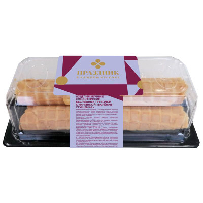 Изображение товара Трубочки вафельные с начинкой Вареная сгущенка Перекрёсток 5шт, 150г