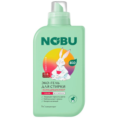 Изображение товара Гель для стирки Nobu для цветного белья с кондиционером экологичный, 1л