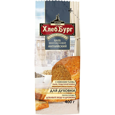 Изображение товара Смесь ХлебБург Хлеб Многозерновой Английский, 400г