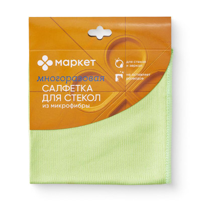 Изображение товара Салфетка для стёкол Маркет в ассортименте, 30х30см