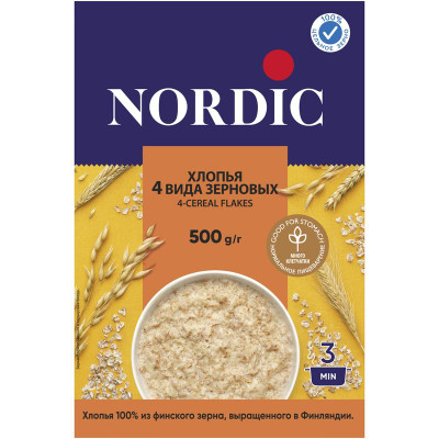 Изображение товара Хлопья Nordic 4 вида зерновых, 500г