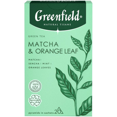 Изображение товара Чай Greenfield Natural Tisane Matcha&Orange Leaf зелёный, 20х1.8г