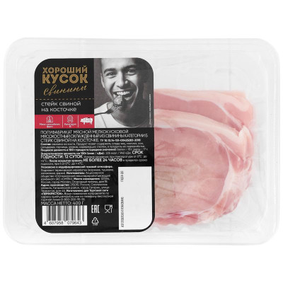 Изображение товара Стейк свиной Хороший Кусок на косточке, 400г