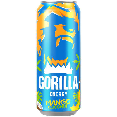 Изображение товара Напиток Gorilla Mango Coconut безалкогольный тонизирующий газированный, 450мл
