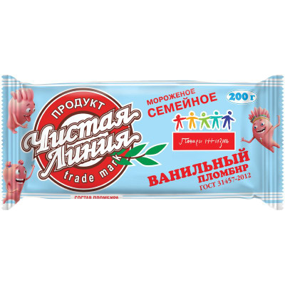 Изображение товара Пломбир Чистая Линия ванильный 12%, 200г