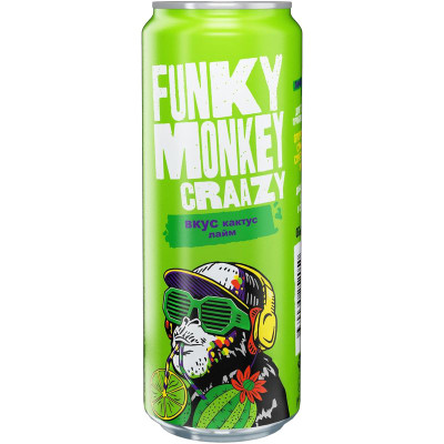 Изображение товара Напиток Fanky Monkey Crazy Вкус кактус лайм безалкогольный сильногазированный, 450мл