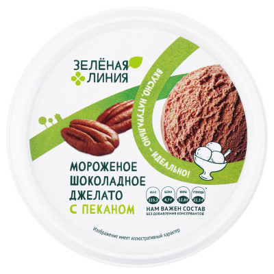Изображение товара Мороженое Шоколадное Джелато с пеканом молочное 6% Зелёная Линия, 300г