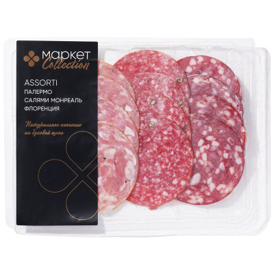 Изображение товара Колбасы Палермо-Салями Монреаль-Флоренция сырокопчёные Маркет Collection, 120г